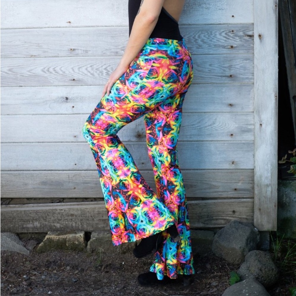Velvet Rainbow rose bell bottoms / flares